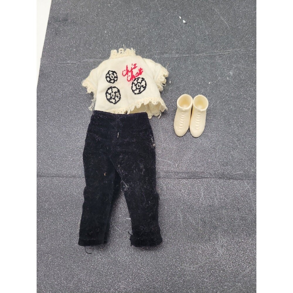 Vintage Penny Brite Doll Clothes Chit Chat Top Pants White Boots